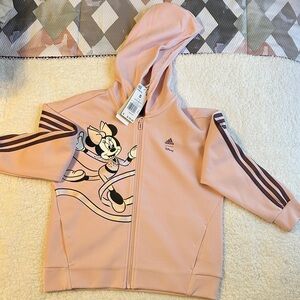 Adidas Kids Light Pink Hoodie with Cartoon Graphic